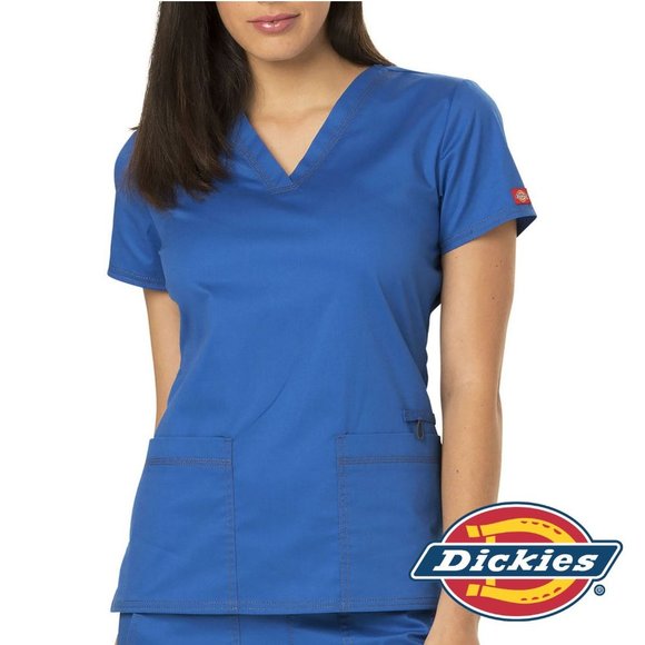 🍃2/$20🍃Dickies Women's Gen Flex V-Neck Scrub Top, Royal Blue, XXS - Picture 1 of 12